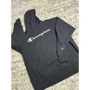 Champion Reverse Weave Pullover Hoodie Sweatshirt XL Black